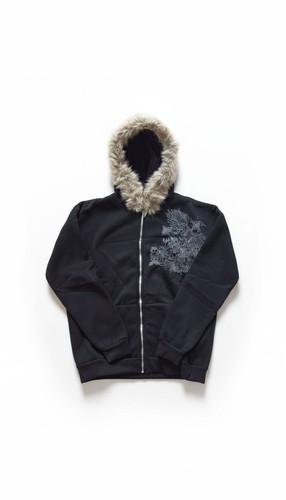 Zip hoodie mit kunstfellkapuze - zip-hoodie,